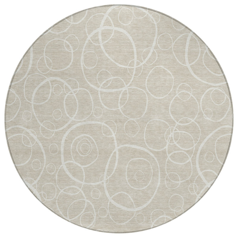 Machine Washable Indoor/Outdoor Orville ACN2407 Geometric Rug, Round 8'