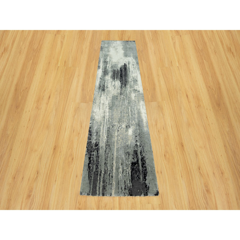 Cayde One-of-a-Kind 2'6" X 10' New Age Runner Wool Area Rug Black