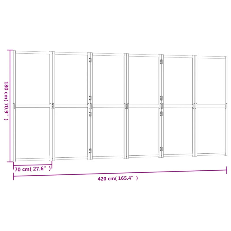 Metts 457.2cm H Solid Wood Folding Room Divider, 4, 180cm H x 280cm W, Light Grey