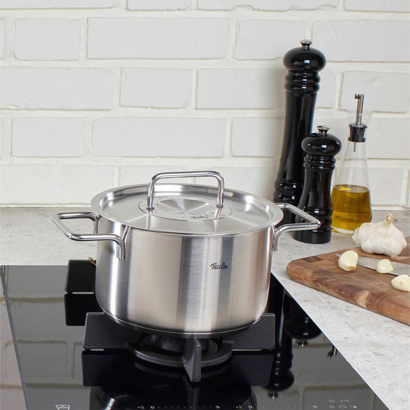 Fissler Pure Collection Stainless Steel Stock Pot with Metal Lid, 6.7