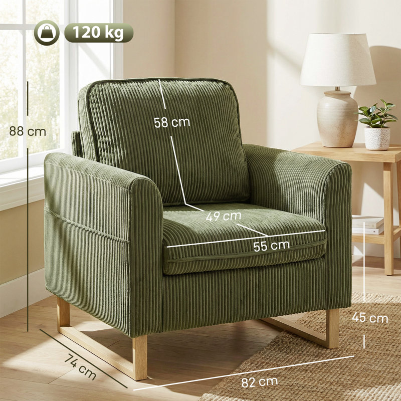 Upholstered Accent Chair, Green
