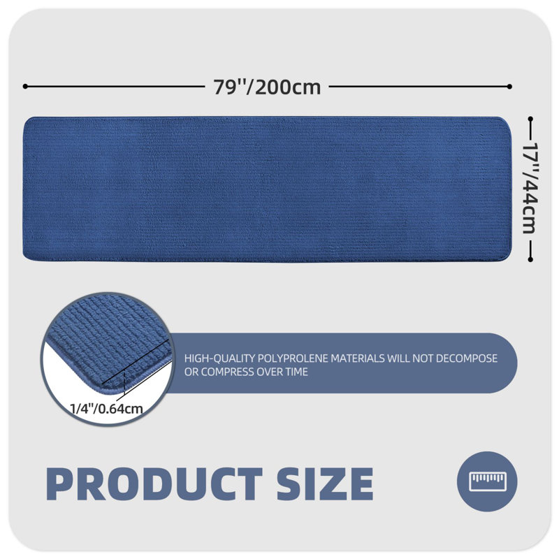 Tapis de cuisine Dawon, Rectangle 6 pi 7 po x 1 pi 5 po, Bleu