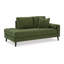 Méridienne de coin avec accoudoir à droite Bixy, 2 coussins, vert olive 75 po