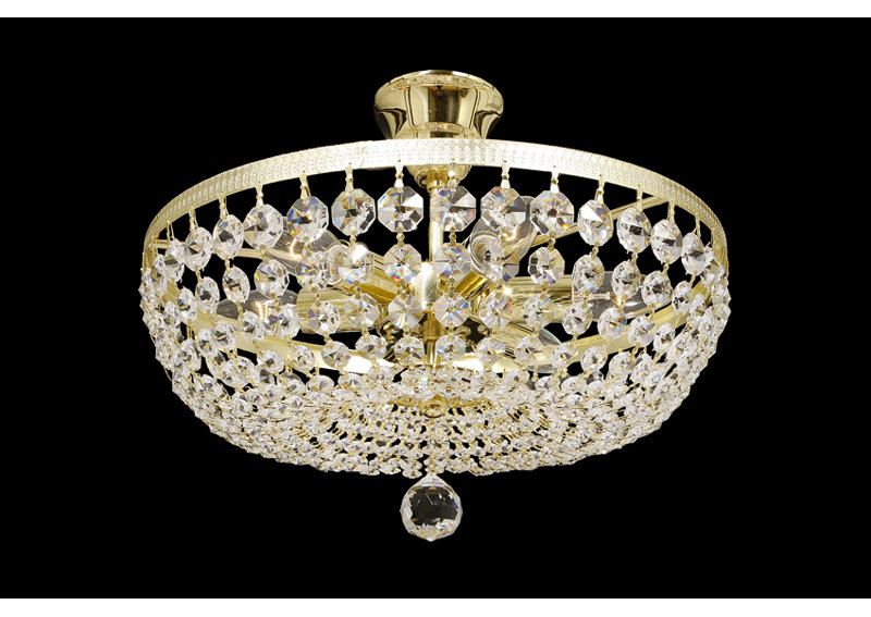 Crystal Semi Flush Mount, Brass