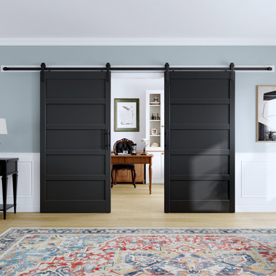 96"H Manufactured Wood Double Barn Door with Installation Hardware Kit