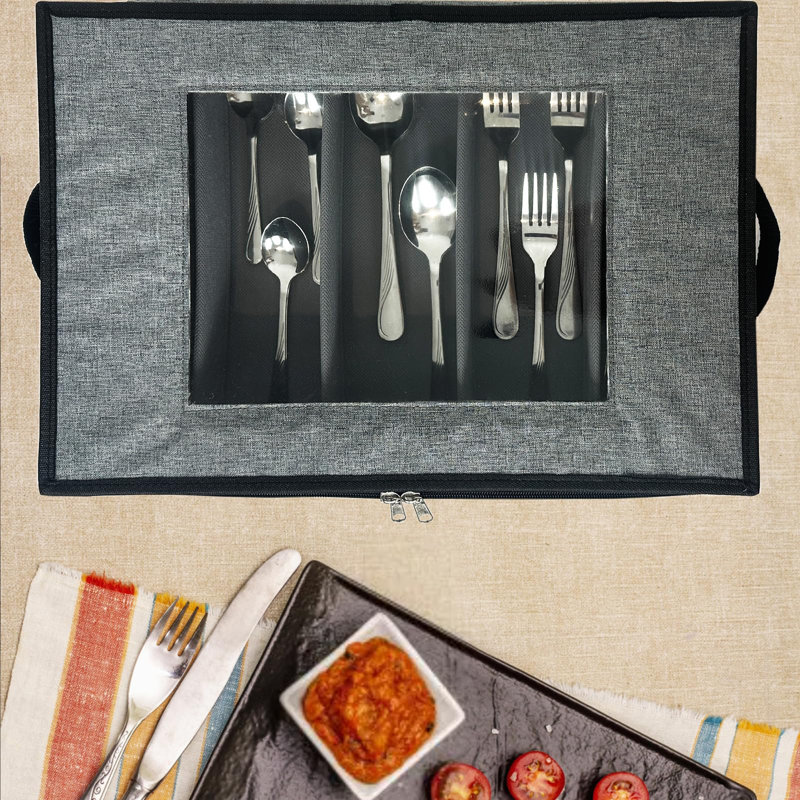 Adjustable Lightweight Silverware Storage Organizer - Dustproof & Foldable Utensil Box