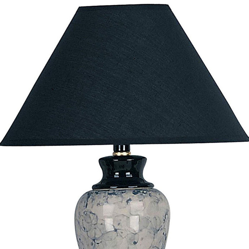 Lampe de table en céramique marbrée, Noir, Noir
