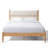 Norvik Solid Wood Queen Bed Frame With Cream Upholstered Headboard