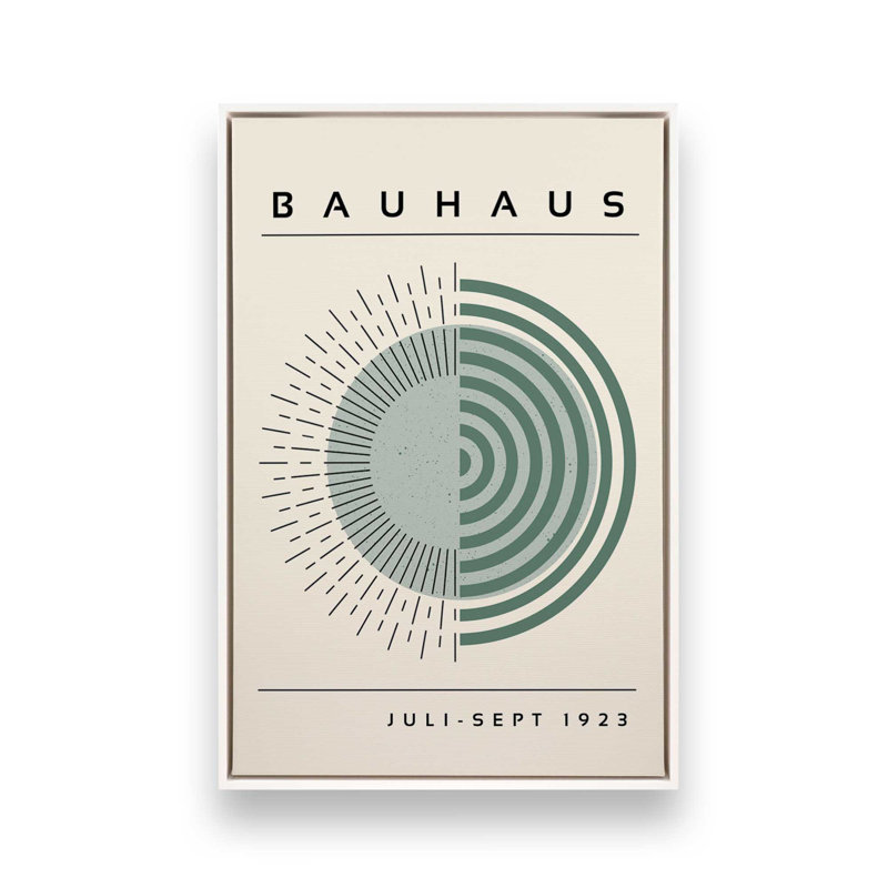 Toile tendue Bauhaus Echoing Rays, Cadre flottant blanc opaque, H 48,75 po x l 32,75 po x P 1,75 po