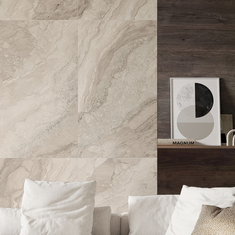 Crystara 24X48 Polished Onyx Look Porcelain Tile, Beige
