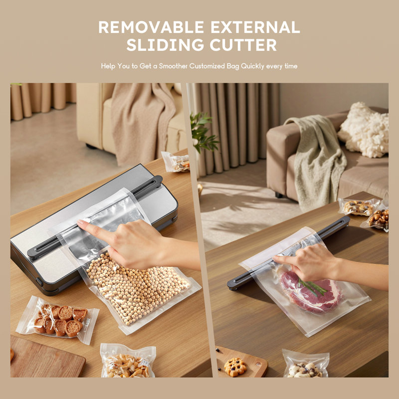 8-in-1 Food Vacuum Sealer Machine With 65 Kpa Powerful Suction, Food Vacuum Sealer With Build-out Cutter, 20 Vacuum Bags & Accessory Hose