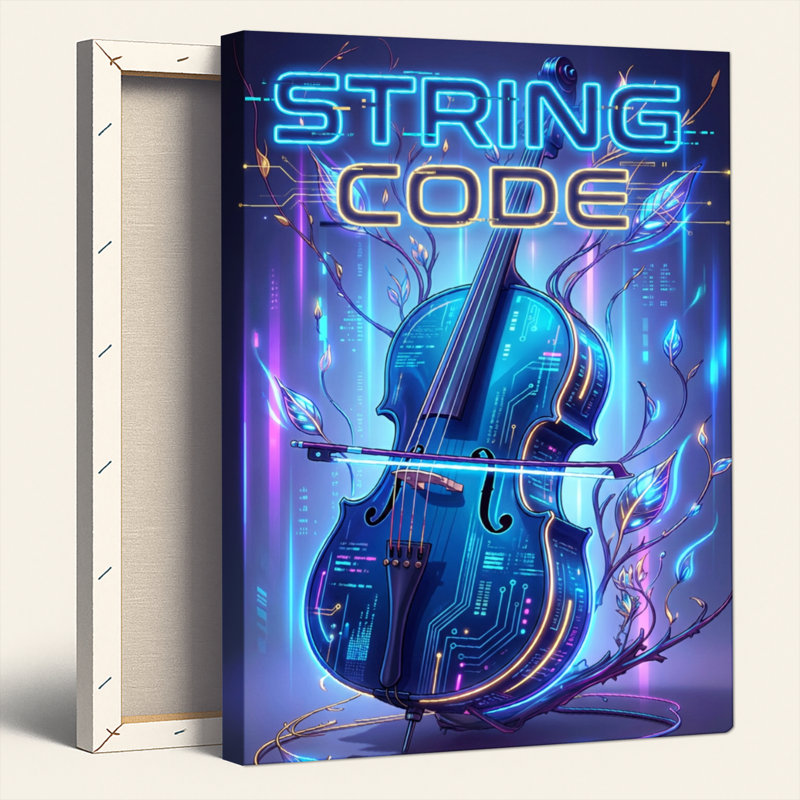 «String Code Neon Violon Circuit Board Art», reproduction d'art sur toile tendue, H 18 po x l 12 po