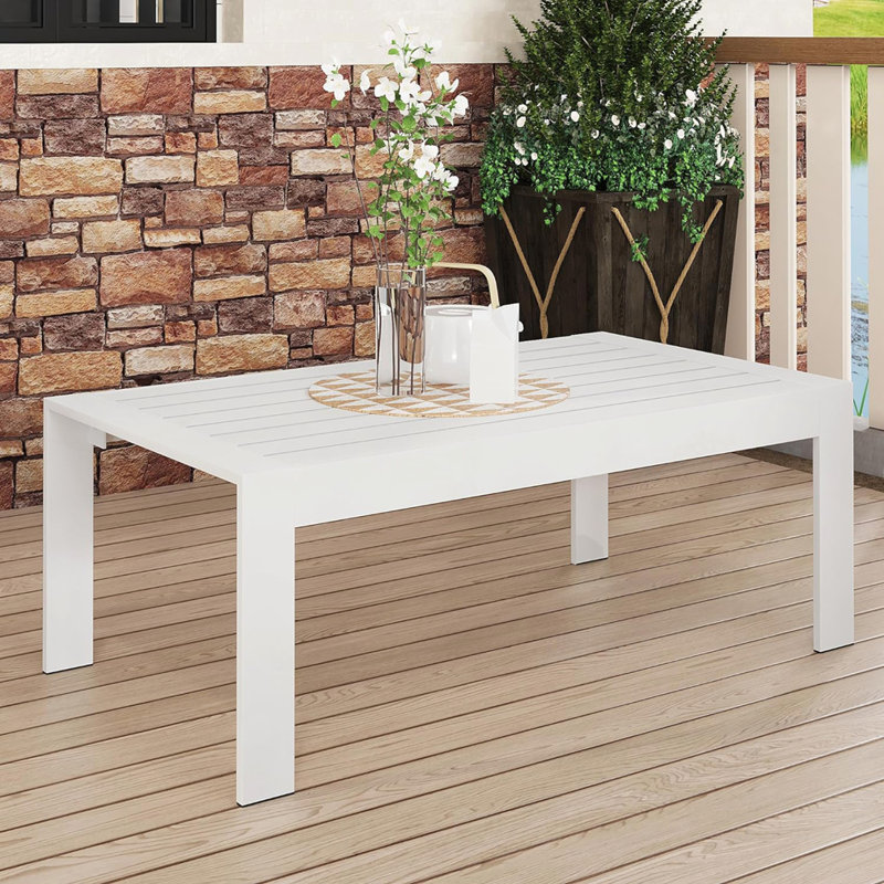 Table basse d'extérieur en aluminium toutes saisons, Blanc