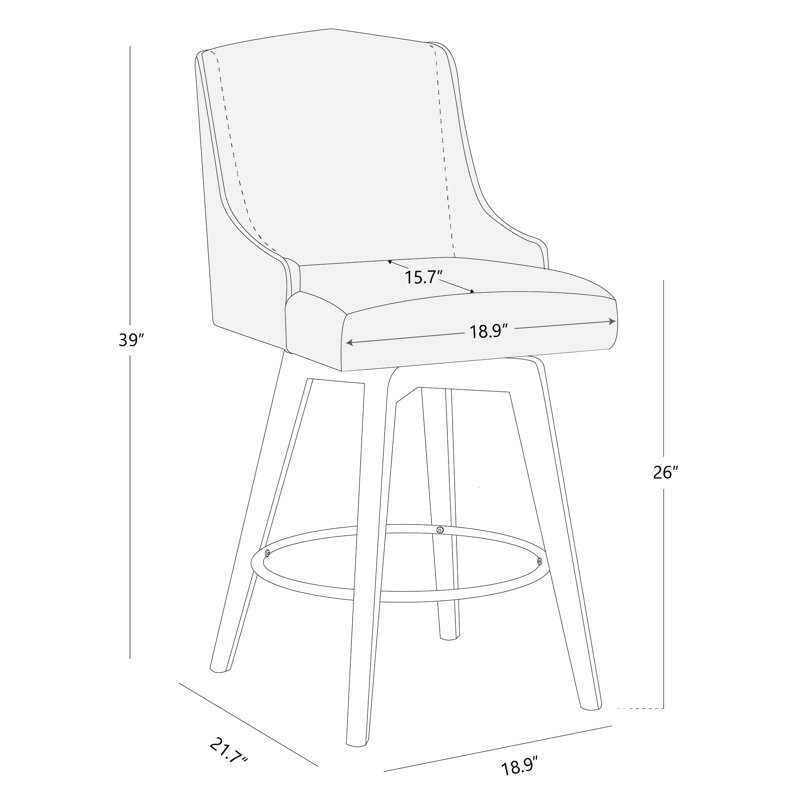 Annelotte 26'' Swivel Counter Stool, Creamy Gray