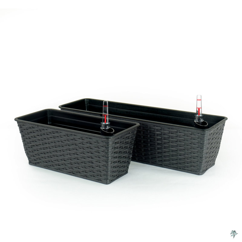 Annaleena 2-Pack Smart Self-watering Rectangle Planter Box, Espresso Brown