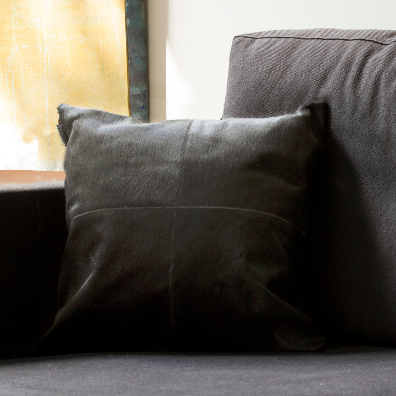Natural Torino Quattro Color Cowhide Pillow | 2-Pack | 18"x18", Black