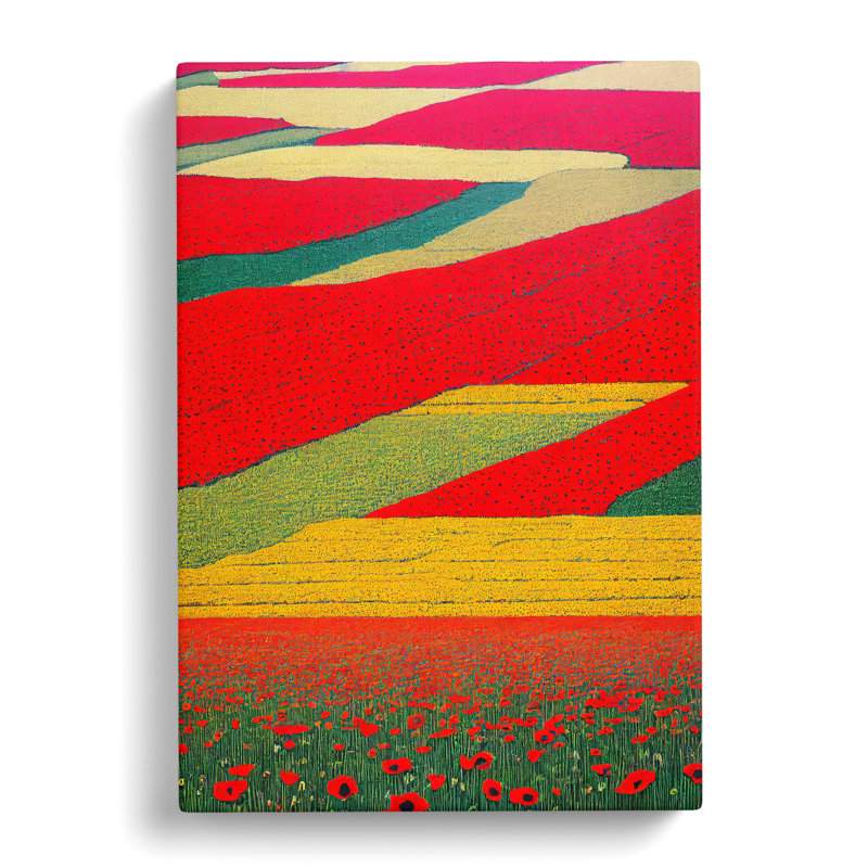 Jemeisha Poppy Field Landscape - Wrapped Canvas, 76cm H x 50cm W x 3cm D