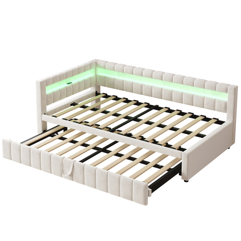 Upholstered Daybed with Trundle Bed