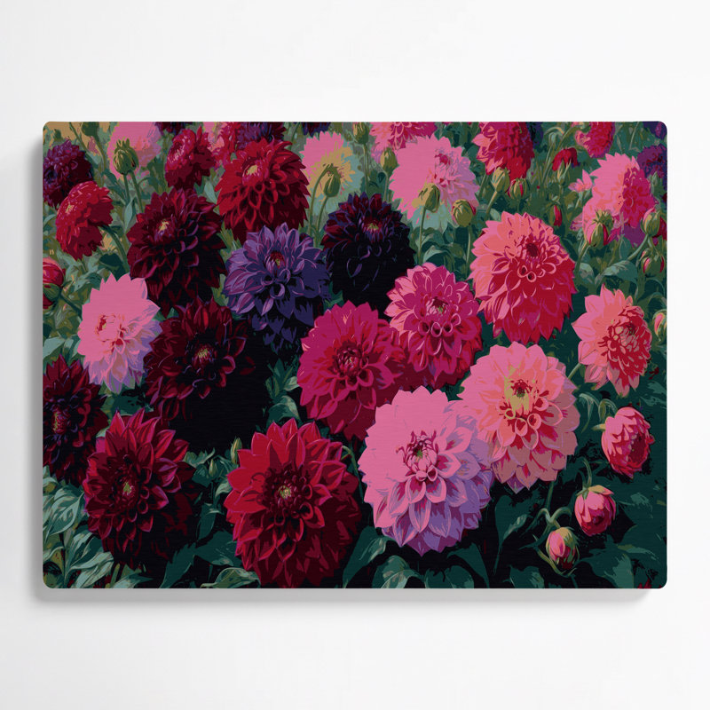 Art mural en métal Botanical Dahlias, H 240 po x l 288 po x P 0,05 po