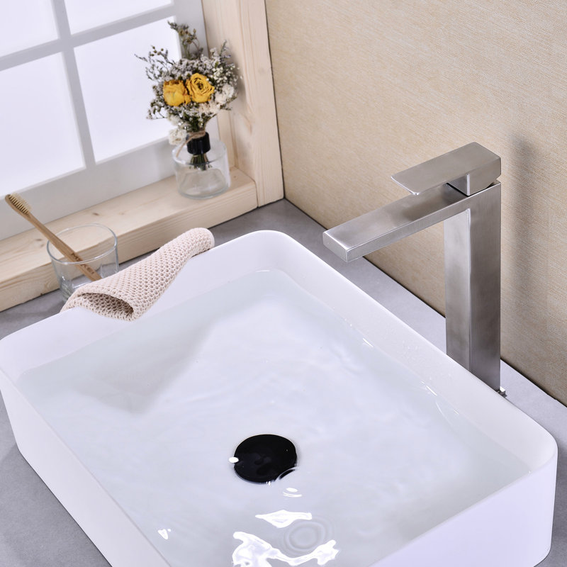 Single Handle Bathroom Sink Faucet In Brushed Nickel - Resists Impact Damage Reduces Noise And Ensures Smooth Flow