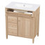 Meuble-lavabo moderne avec lavabo en céramique et rangement escamotable-775585736