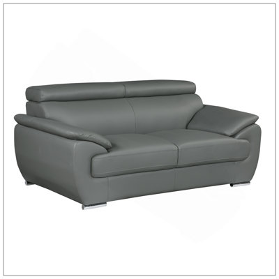 Causeuse en cuir véritable avec coussins en mousse haute densité et structure en bois franc durable pour un confort ultime