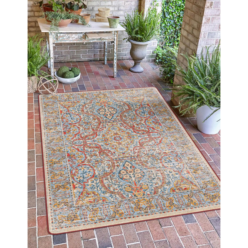 Miltiadis Premium EnduraStran Nylon Distressed Area Rug, Rectangle 5'4" x 7'8"