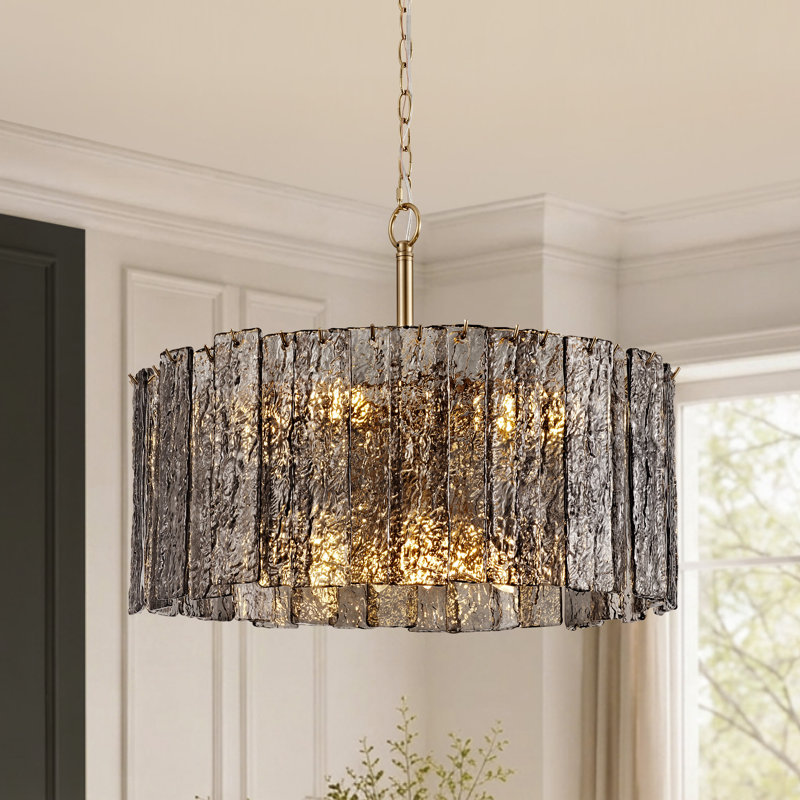 24" 8-Light Dimmable Drum Chandelier
