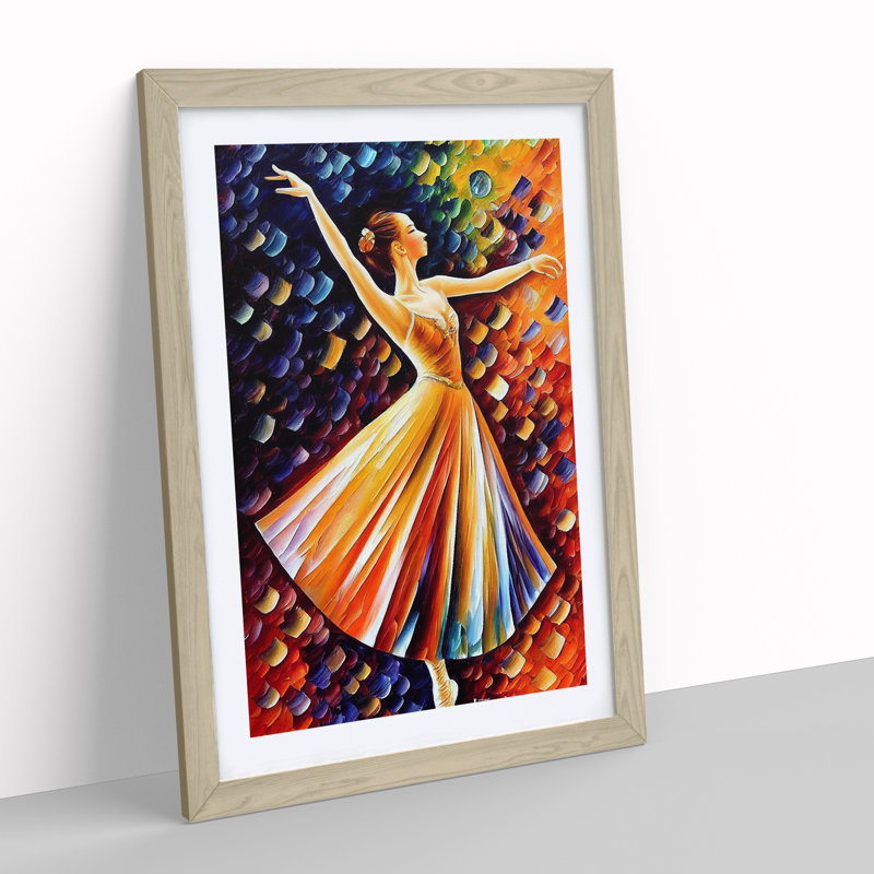 Ballerina Dancer No.3 1 Piece Single Picture Frame Painting, 34cm H x 25cm W x 2cm D, Oak Framed