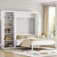 Élégant grand lit escamotable mural avec tablettes à 5 niveaux et tête de lit blanche - Meuble peu encombrant et élégant pour les petits espaces-856445183