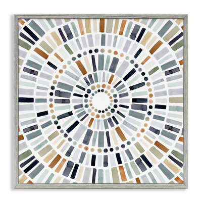 Illustration abstraite de motif de cercle de mosaïque rustique par Victoria Barnes - impression