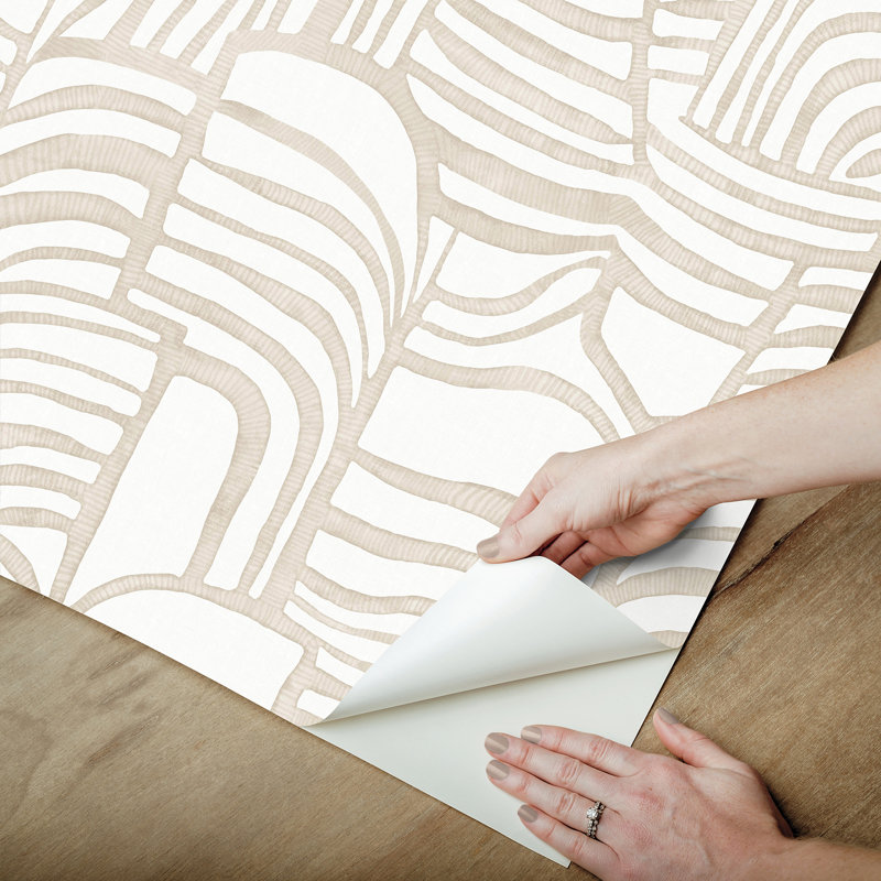 Papier peint adhésif en lin Featherwork, Beige