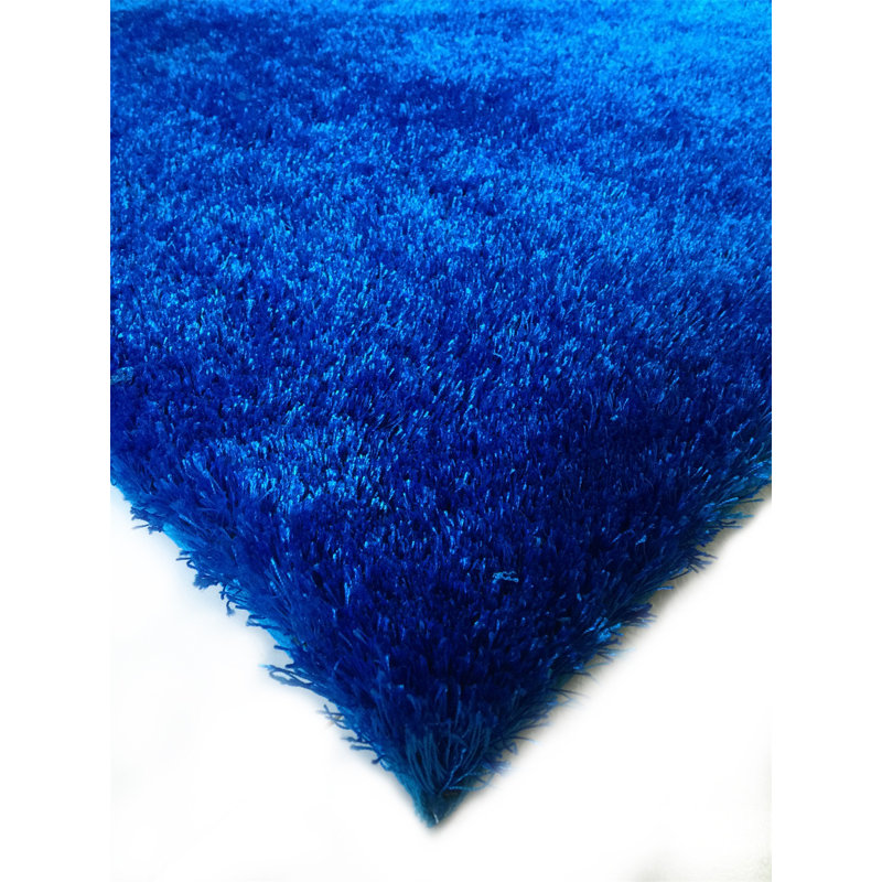 Hargett Handmade Tufted Electro Blue Area Rug, Rectangle 8' x 11'