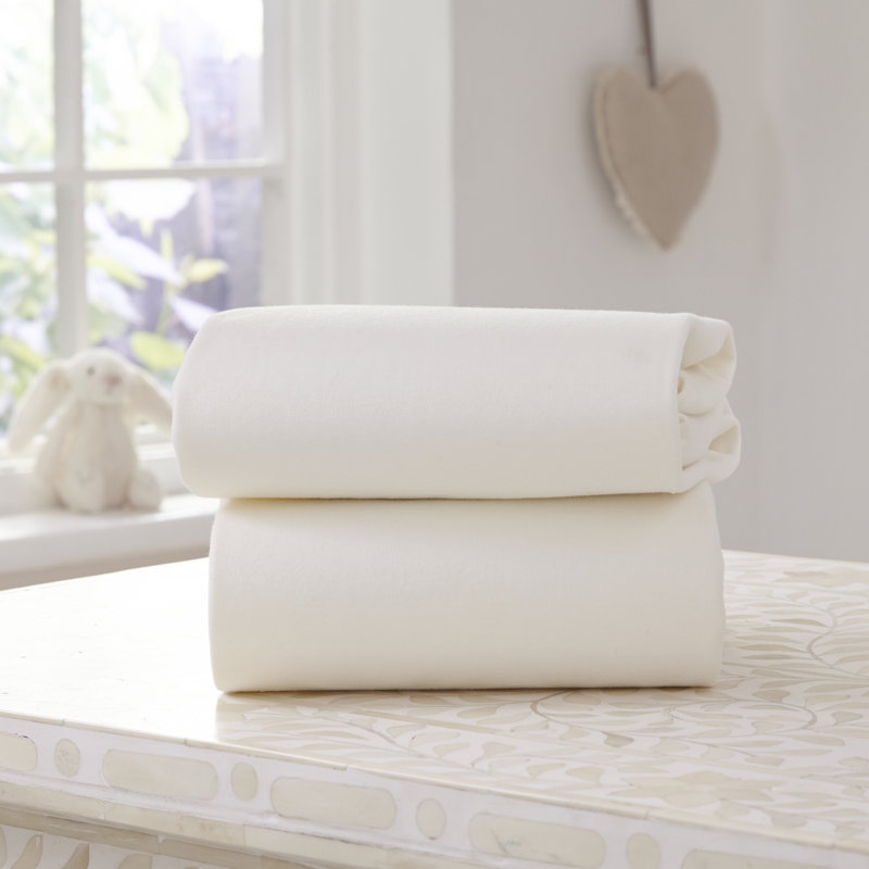 Cotton 2 - Piece Moses Basket Sheet Set, Cream