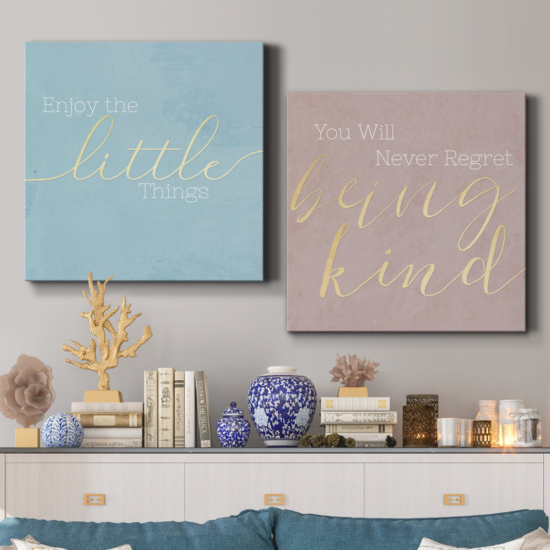 Enjoy the Little Things - 2 pièces d'art textuel sur toile, H 32 po x l 64 po x P 1 po, Toile tendue