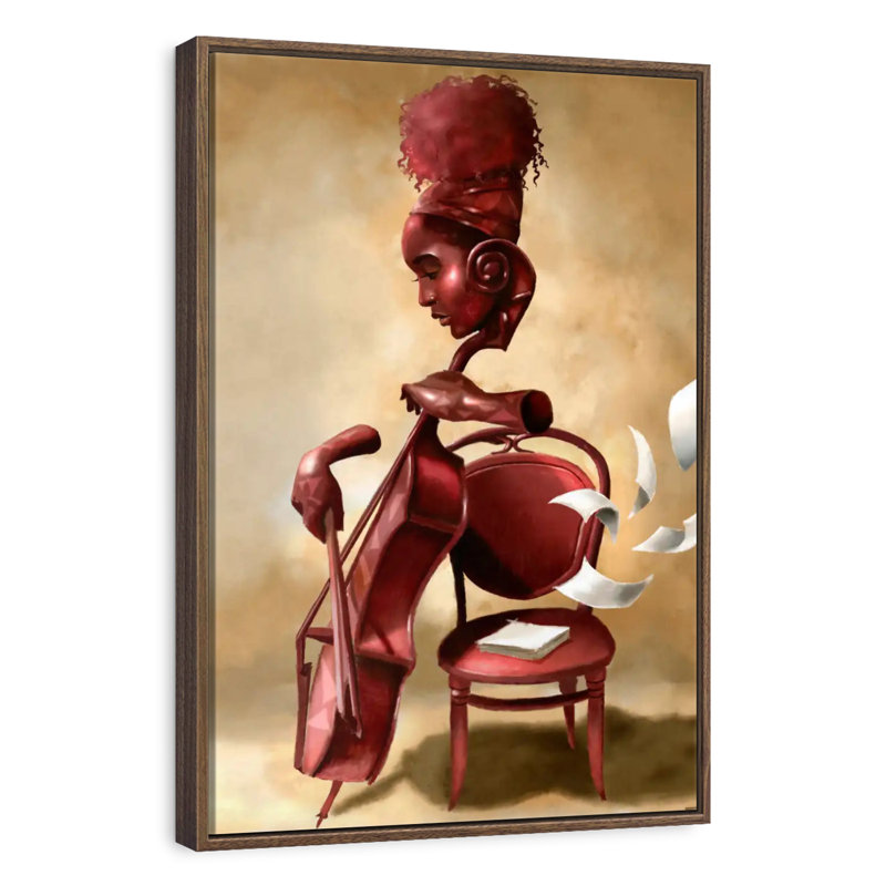 The Solo Cellist, Floating Frame Walnut, 21" x 31"