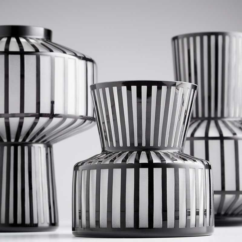 Lined Up Glass Table Vase, 11.75" H x 9.5" W x 9.5" D