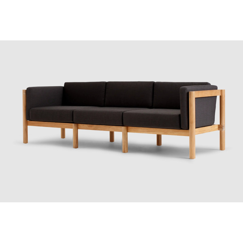 Haven 93'' Wide Rectangle Teak Patio Sofa with Sunbrella® Cushions, Sunbrella Coal