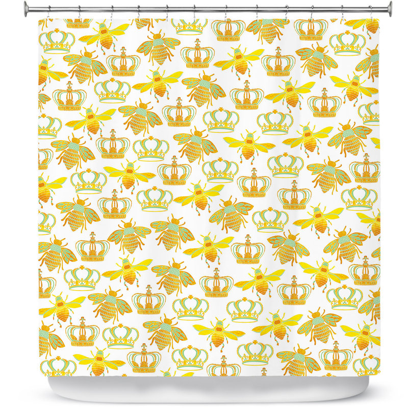 Rideau de douche simple, Jaune / Blanc