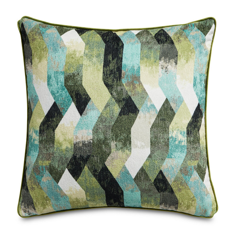 Marion Geometric Feather Reversible Throw Pillow, Seagrass