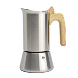 Machine à espresso en acier inoxydable avec poignée en bois Primula, 6 tasses