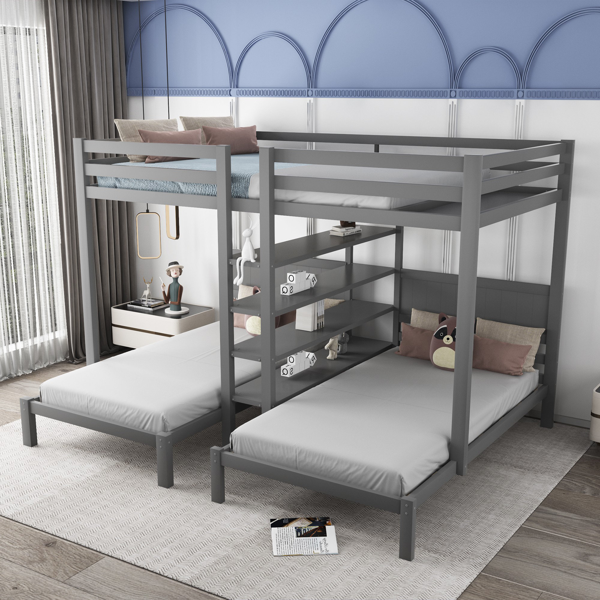 Harriet Bee Genda Triple Bunk Bed by Harriet Bee | Wayfair