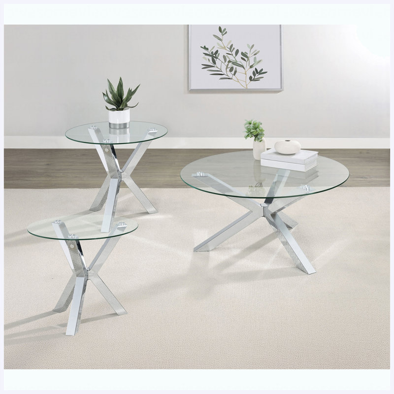 Ensemble de table basse et de bout moderne 3 pièces, ensemble complet de salon