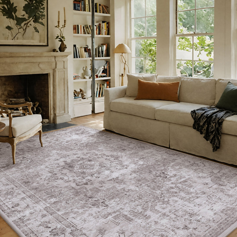 Tapis oriental lavable à la machine, Rectangulaire 8 pi x 10 pi