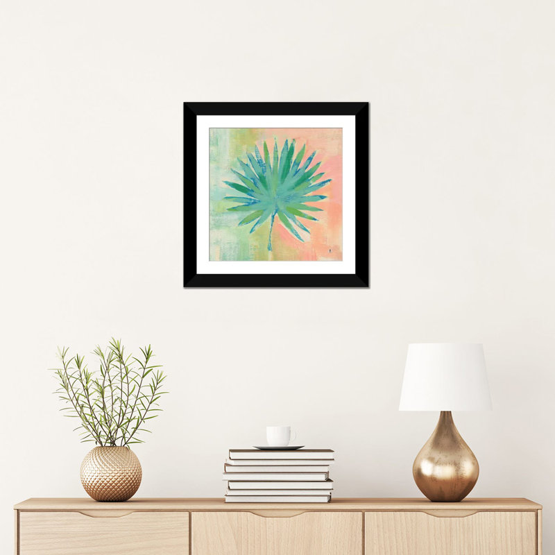 « beach cove leaves ii », reproduction d’impression sur toile, H 16 po x l 16 po x P 1 po, Papier d'art encadré noir, Blanc