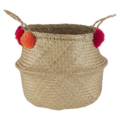 Pom Pom Seagrass Basket