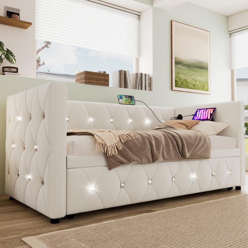 Bencar Upholstered with Trundle, Beige