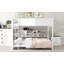 Lit superposé grand sur grand avec armoires de rangement et ports USB, blanc
