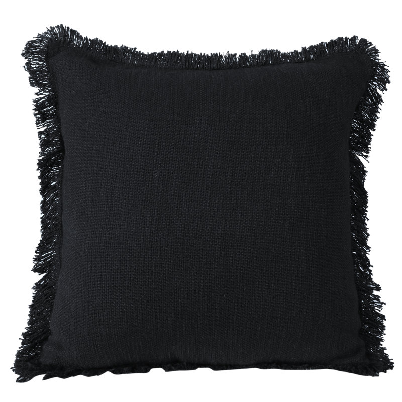 Housse de coussin en coton tissé à la main, Noir, Housse de coussin seulement - sans coussin