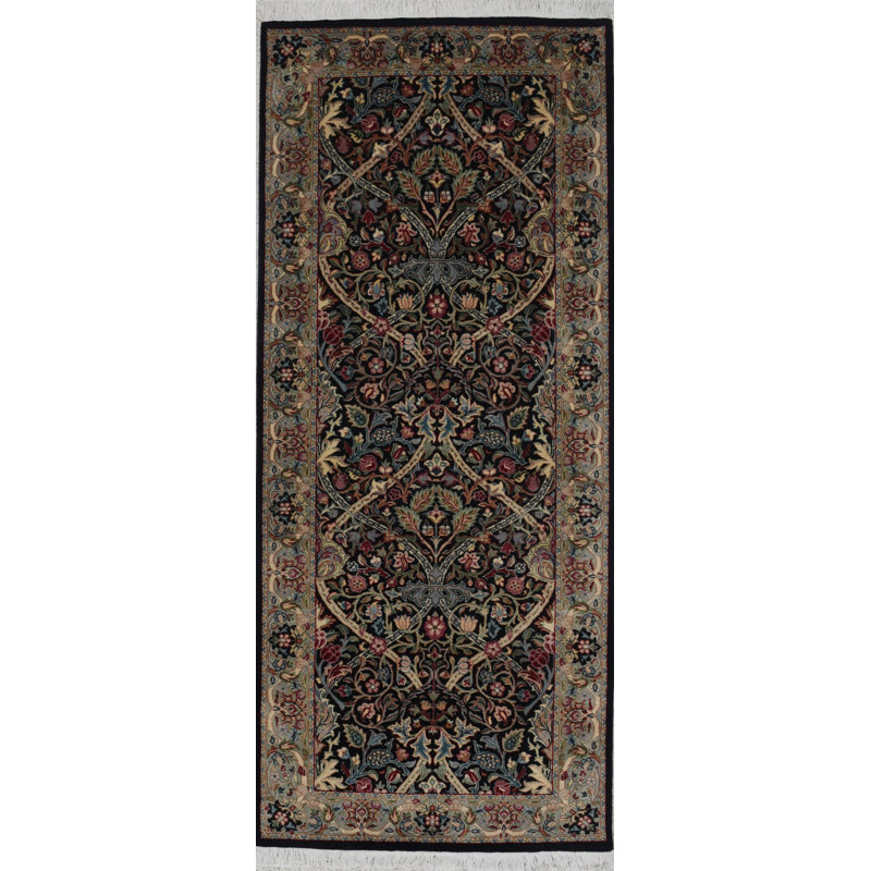 Traditional One-of-a-Kind Rectangle 2'6" x 6'2" Rectangle Wool Area Rug in Black